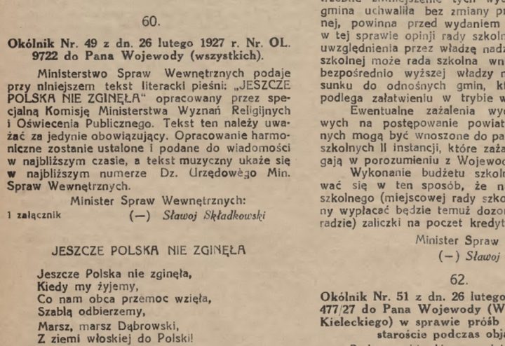 94. rocznica ogłoszenia Mazurka Dąbrowskiego hymnem narodowym